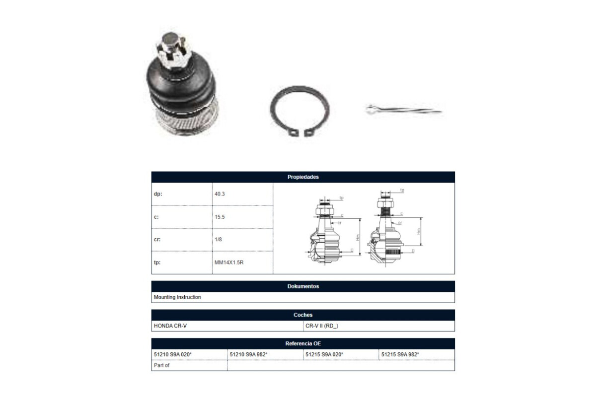 Rotula Honda Crv 02-06 Der/Izq Rotula Honda Crv 02-06 Der/Izq