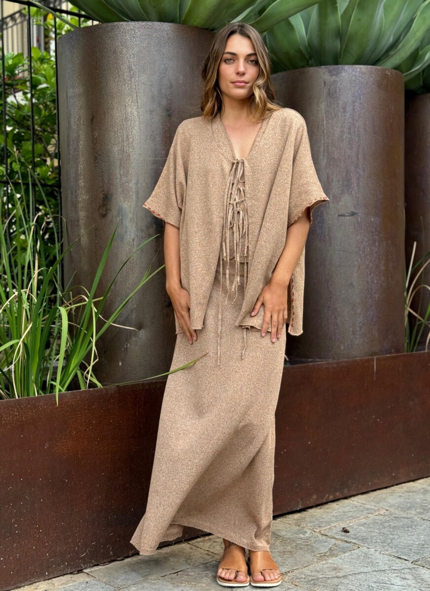SACON TEJIDO EN LINO FILIPA - CAMEL 