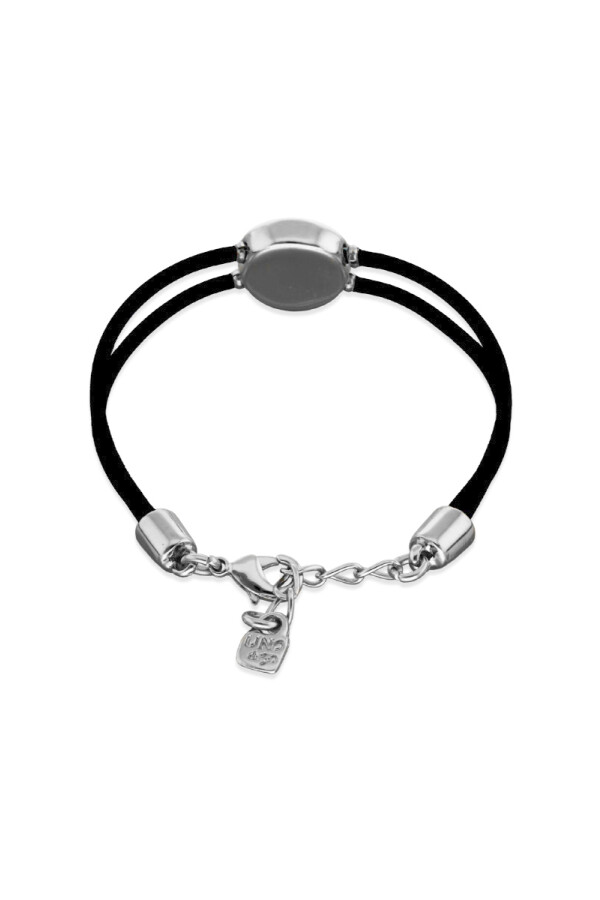 PULSERA DE CUERO DOBLE NEGRO CON DETALLE DE OJO EN ALEACIÓN DE METALES BAÑADO EN PLATA Y CRISTAL Pulsera