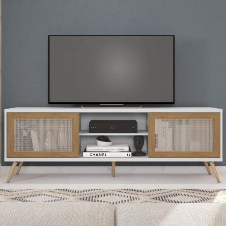 Rack Frizz Grande - Puerta Ratán Blanco / Buriti