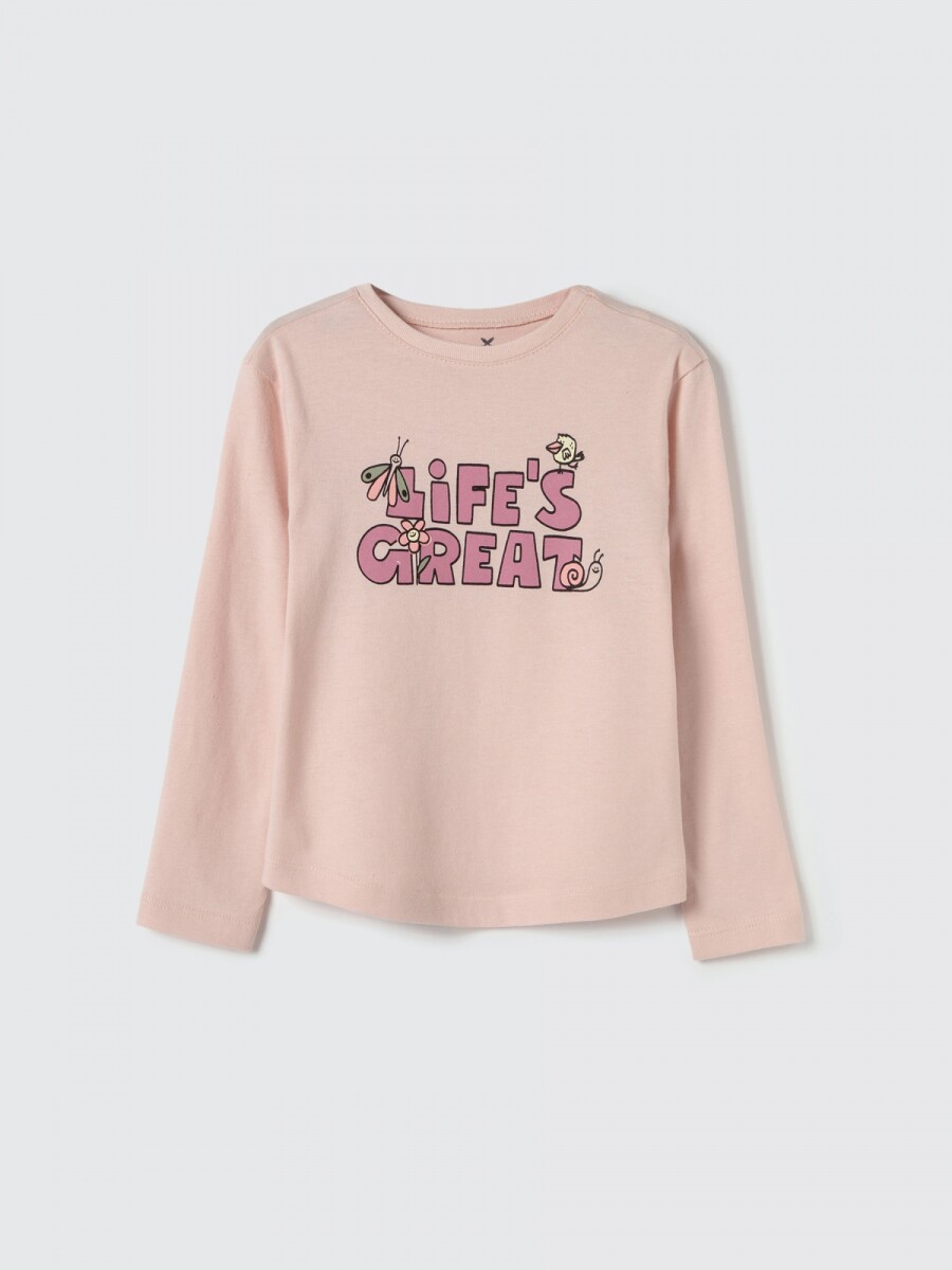 CAMISETA INFANTIL CON ESTAMPA - ROSA 