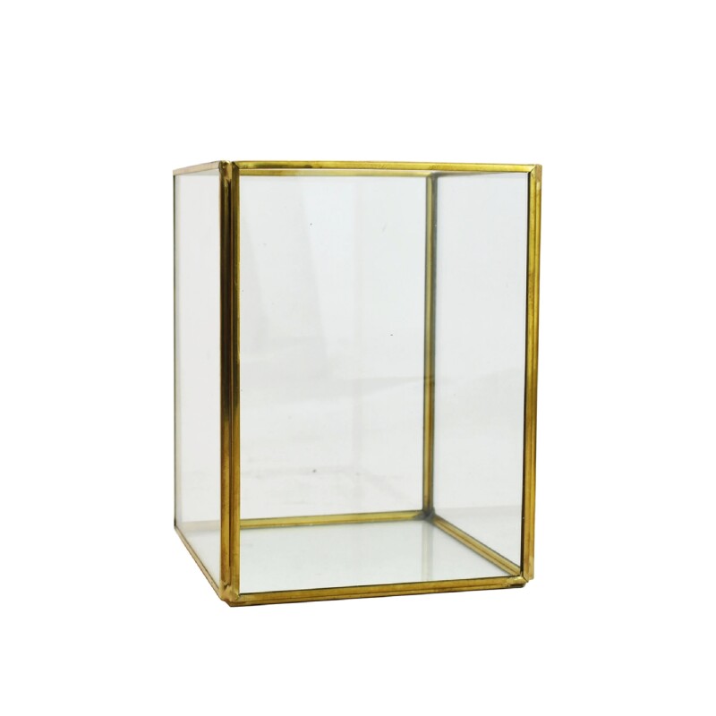 CAJA DECORATIVA VIDRIO 11.5X11.5X15.5CM BORDE DORADO CAJA DECORATIVA VIDRIO 11.5X11.5X15.5CM BORDE DORADO