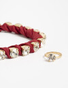 Tobilleras Cordón Set De Tobillera Y Anillo - Rojo Burdeaux