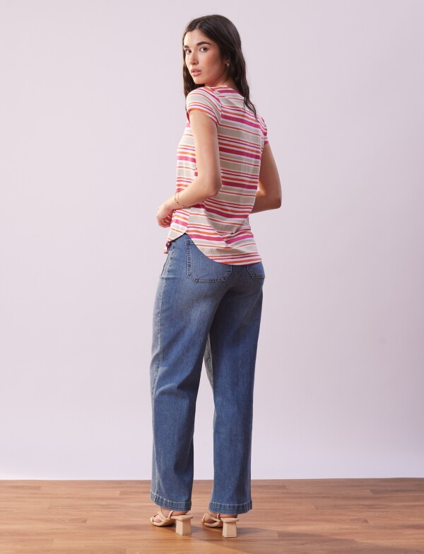 Remera Modal Lineas MULTI/ROSA