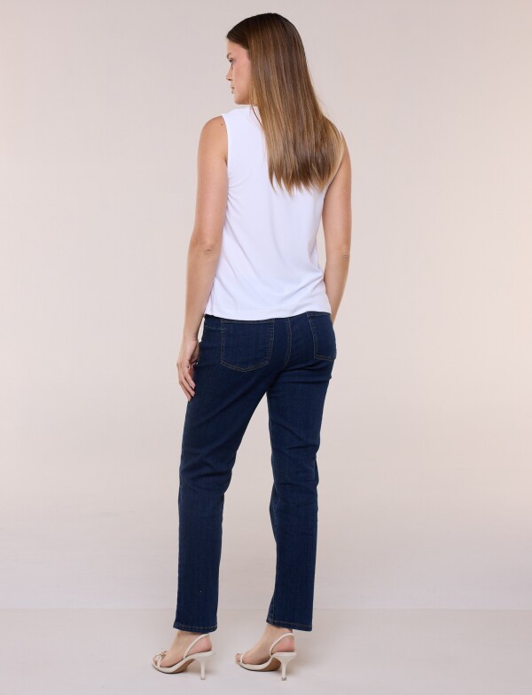 Blusa Escote Fruncido Y Cuentas Doradas BLANCO