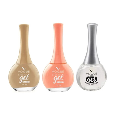 Pack Vogue Efecto Gel Esmalte Jaguar + Flamingo + Brillo Pack Vogue Efecto Gel Esmalte Jaguar + Flamingo + Brillo