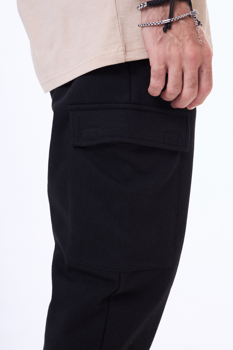 Pantalon cargo de felpa Fortaleza Negro