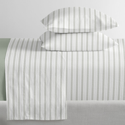 Juego Sábanas Queen Size Bukara 100% Microfibra 250 RAYAS MENTA