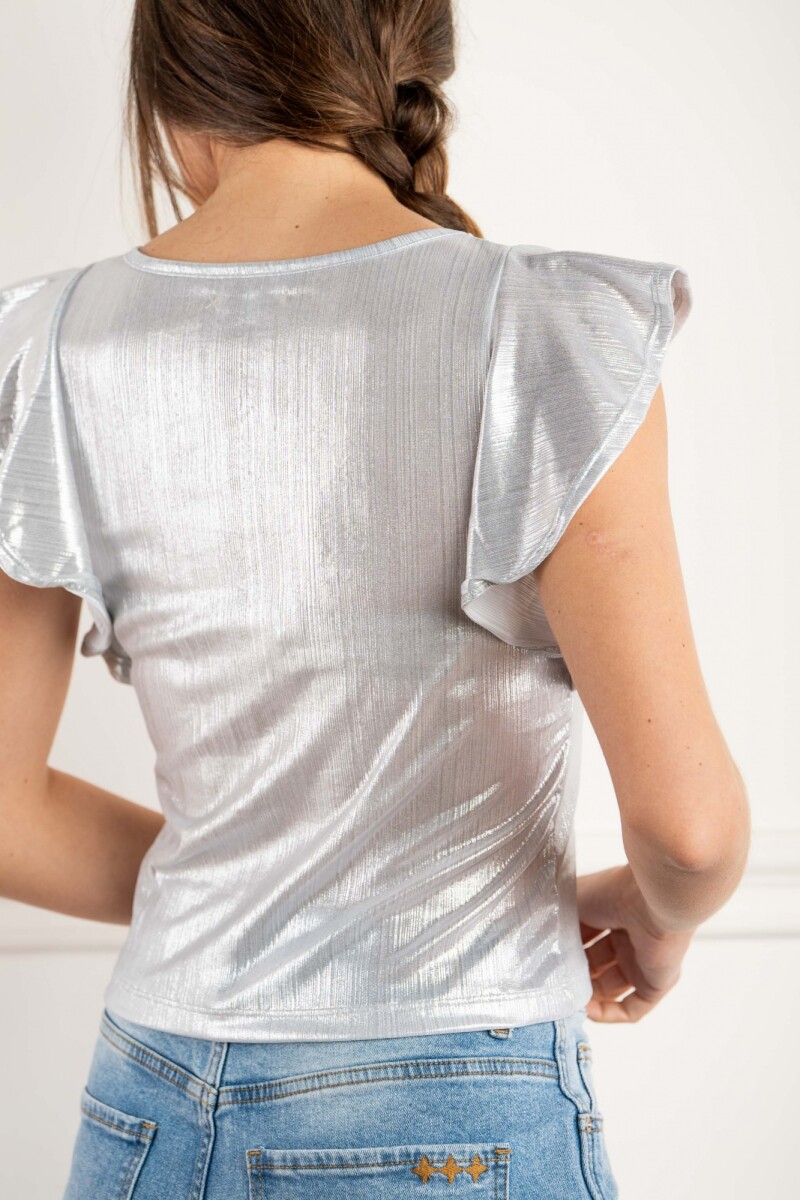 Remera Manga Volado Plata