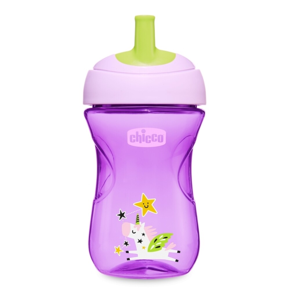 Vaso antiderrame 12 m + CHICCO violeta unicornio