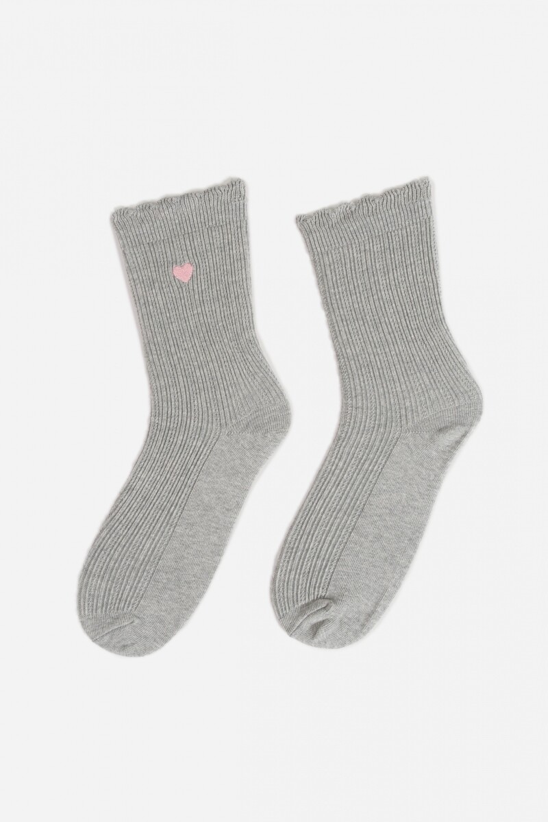 Medias cora bordado gris