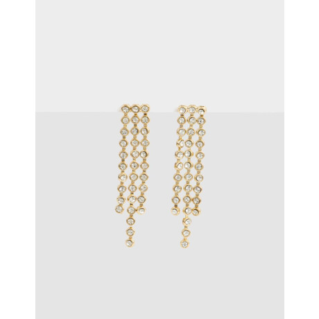 Aros Colgantes Largos Con Strass Dorado