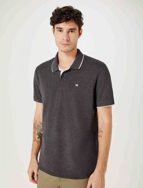 CAMISA DE CUELLO CON BORDADO GRIS OSCURO