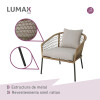 Juego De Jardin Rattan Lumax Exterior 2 Sillones + Mesa Beige