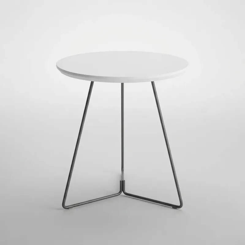 MESA LATERAL REDONDA - TAPA DE MADERA COLOR BLANCO Y PIE EN METAL GRAFITO MESA LATERAL REDONDA - TAPA DE MADERA COLOR BLANCO Y PIE EN METAL GRAFITO