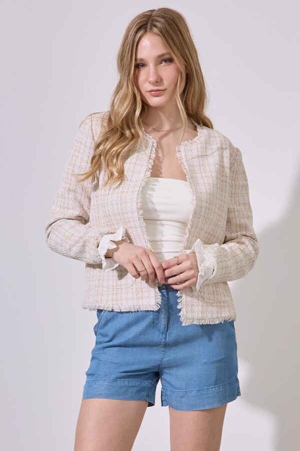 Chaqueta Tweed Cropped BEIGE/MULTI