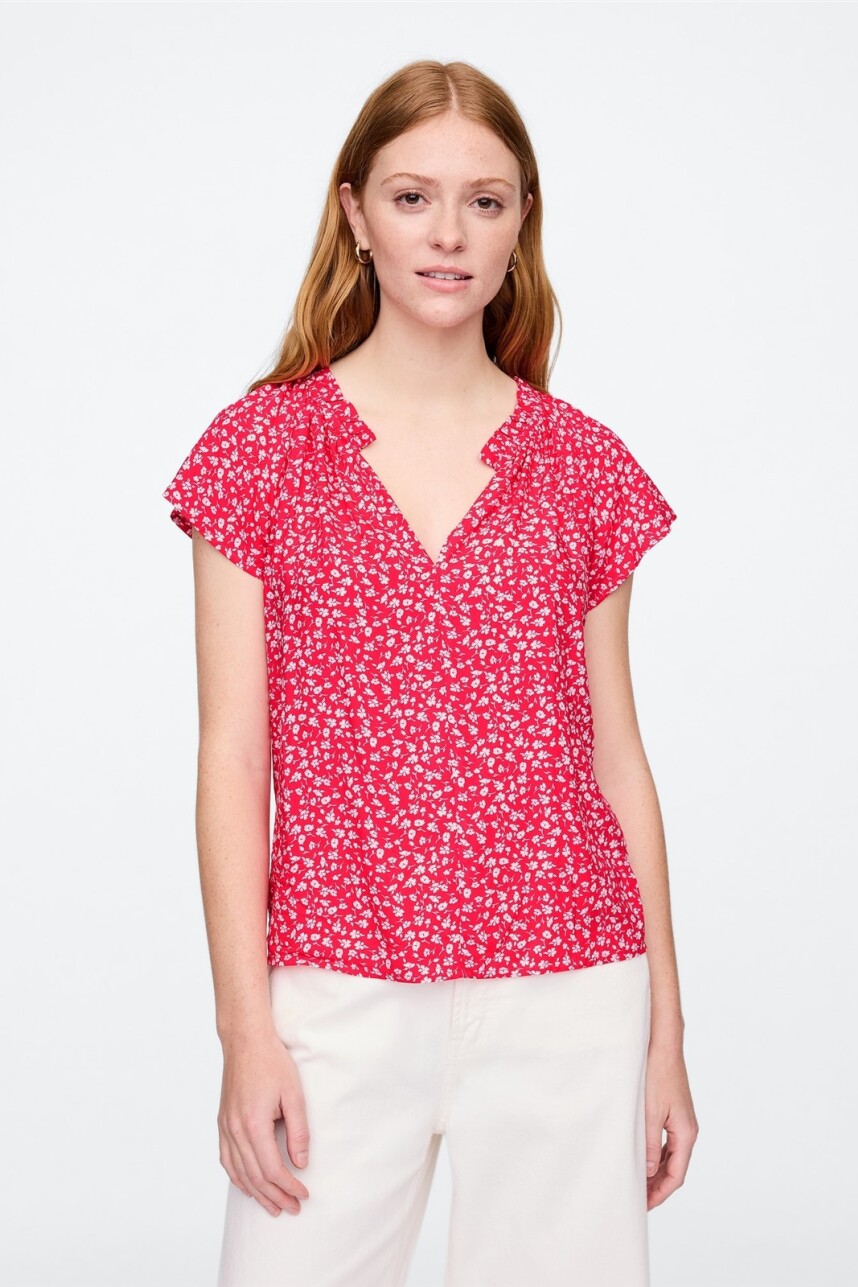 Blusa Manga Corta Mujer Pink Floral
