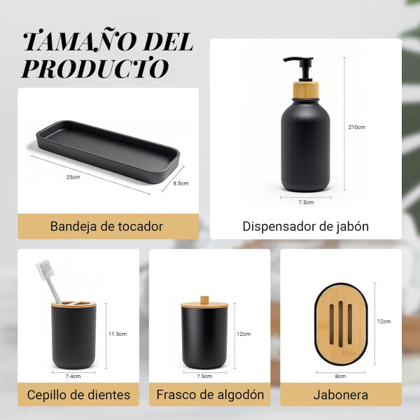 Set De Baño Accesorios Juego De 7 Piezas Dispenser Jabonera IMBACK Color Negro Set De Baño Accesorios Juego De 7 Piezas Dispenser Jabonera IMBACK Color Negro