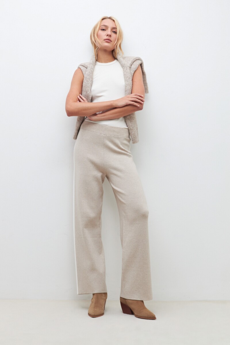 Pantalón tejido - beige melange 