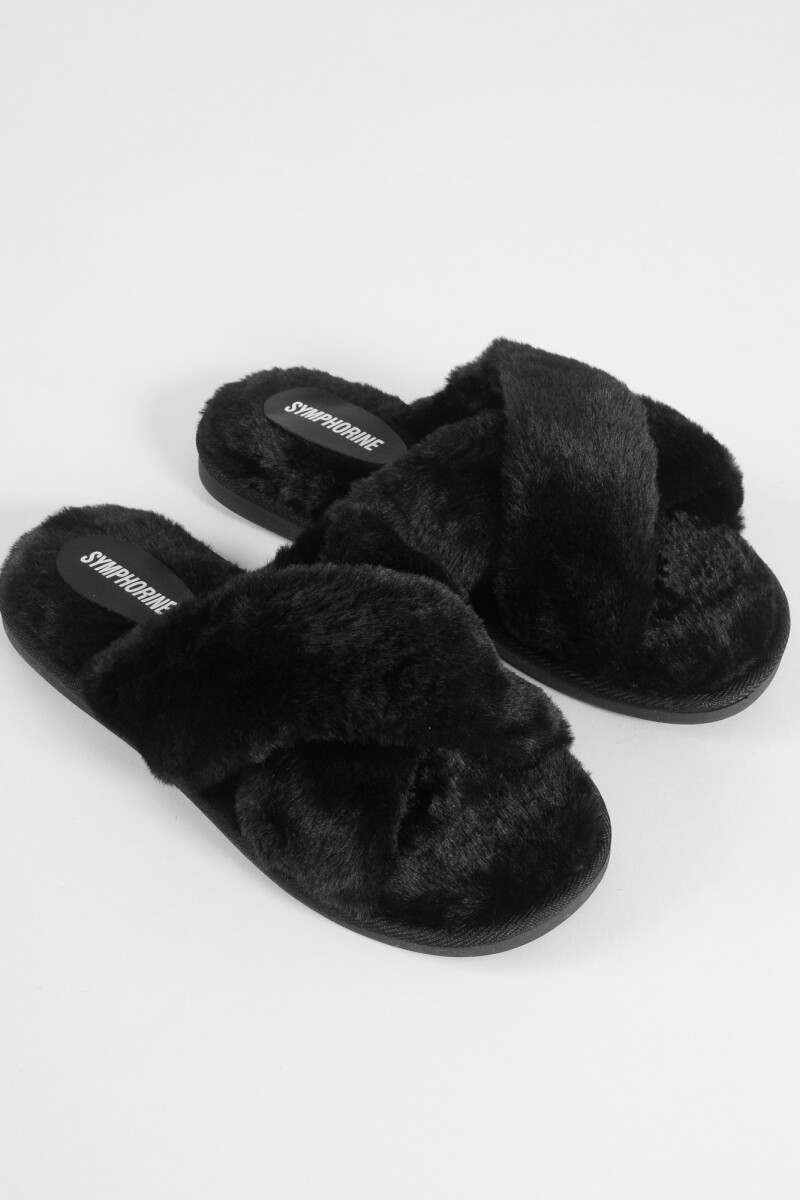 Pantufla sof cruzada negro