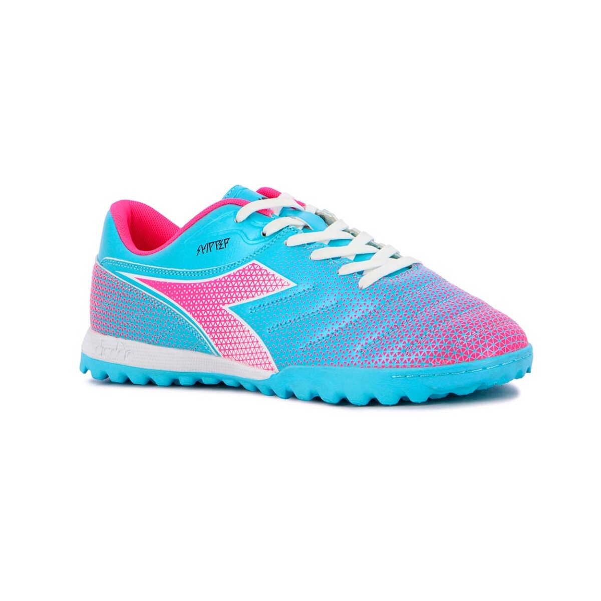 Zapato Fútbol Skipper Tf Diadora Teen - Aguamarina-fucsia 