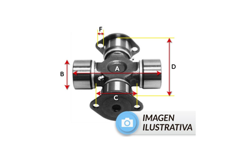 CRUCETA A:194.1mm B:49.2mm C:61.9mm D:191.8mm F:3/8 CRUCETA A:194.1mm B:49.2mm C:61.9mm D:191.8mm F:3/8