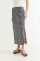 Falda midi estampada NEGRO