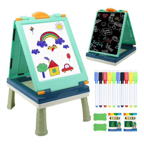 Pizarra doble con mesa 31 pcs Verde y Azul