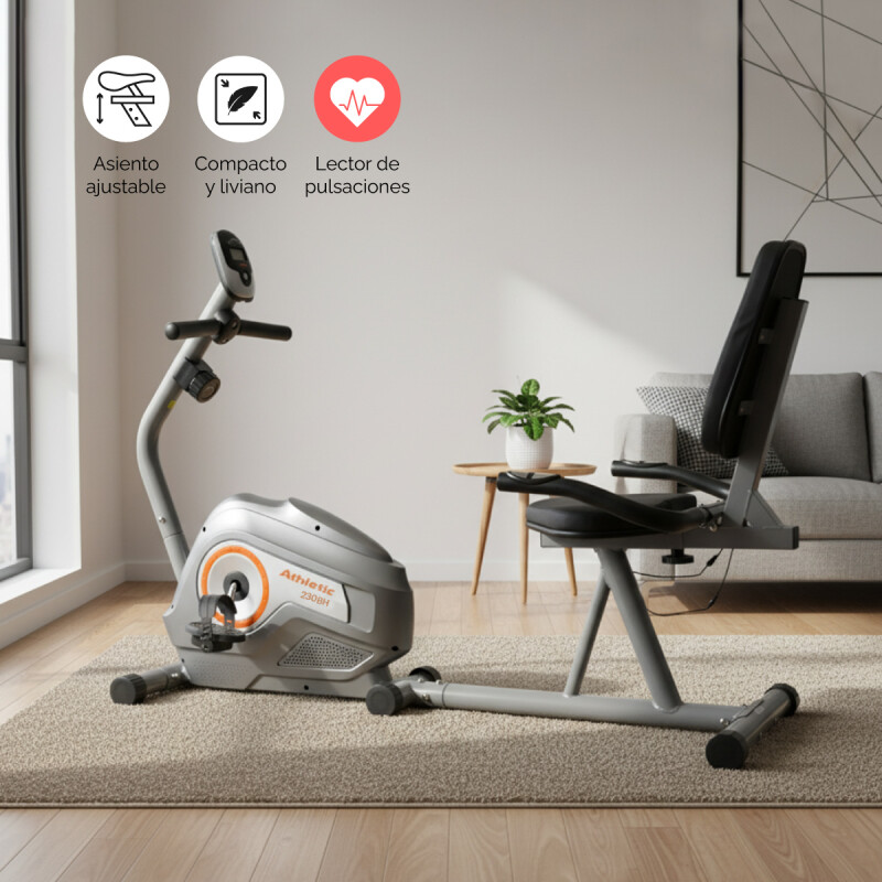 Bicicleta Ergométrica Horizontal Athletic 230BH Plateado