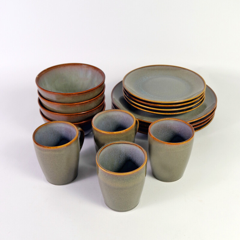 JGO VAJILLA CERAMICA GRIS COMB 16PZAS Unica