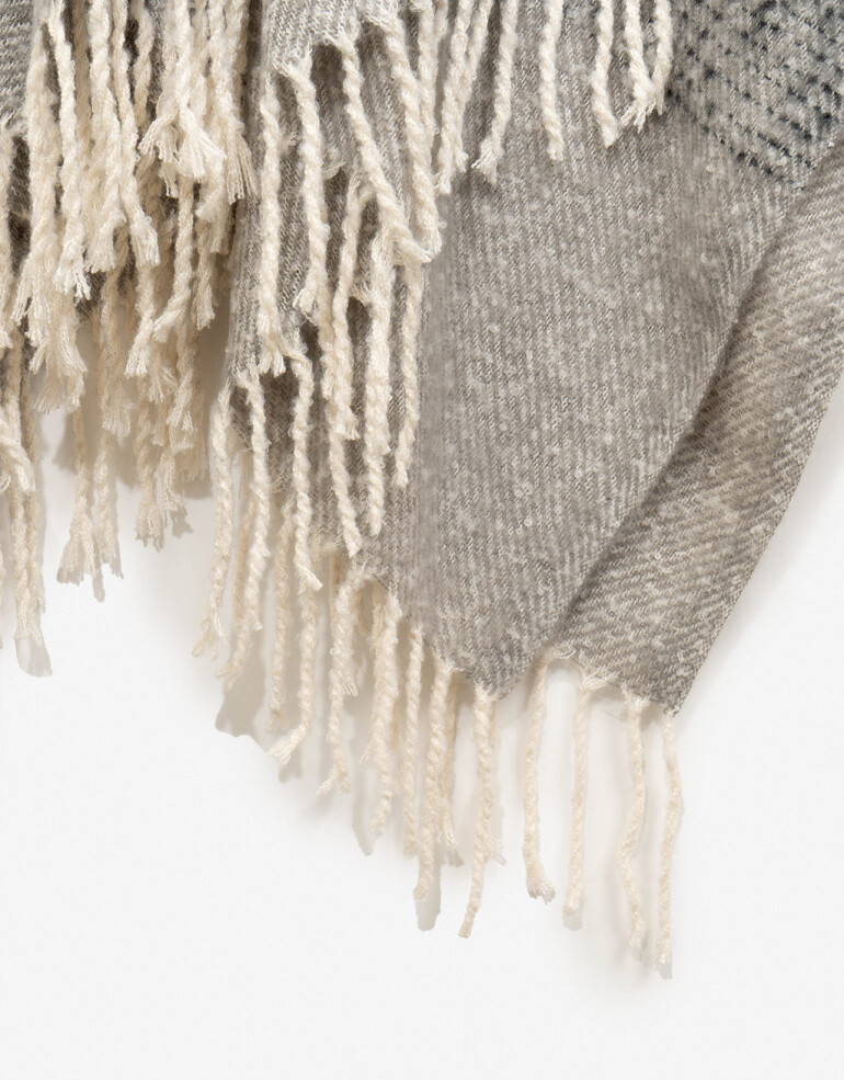 Ponchos Poncho Degradé Con Flecos - Combinacion Bicolor