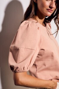 Remera Algodón Manga Globo Rosa