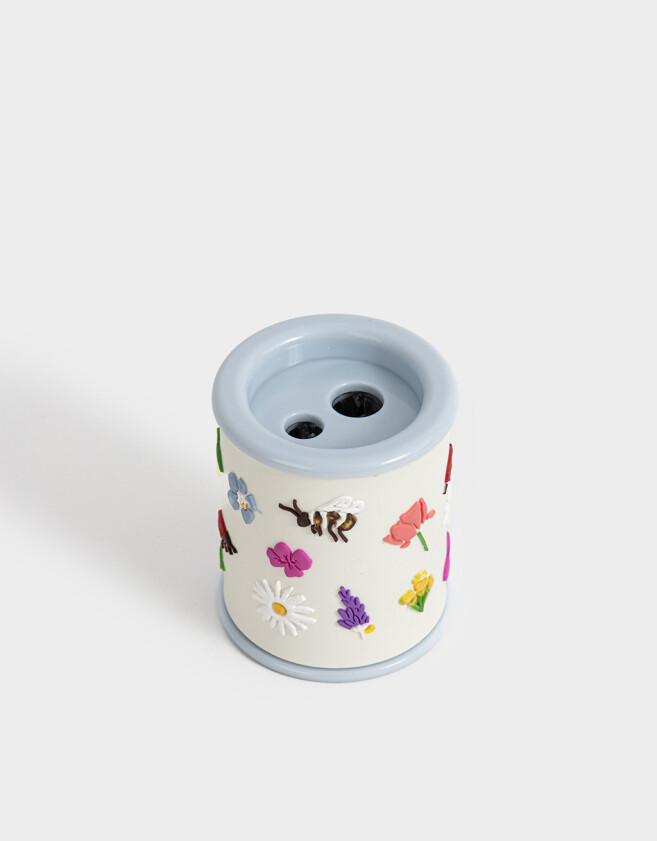 Útiles Varios Silicona Sacapuntas En Forma Silíndrica Con Arte En Relieve - Blanco Crema