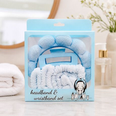 Set De Accesorios Para Cabello Y Cuidado Facial Celeste