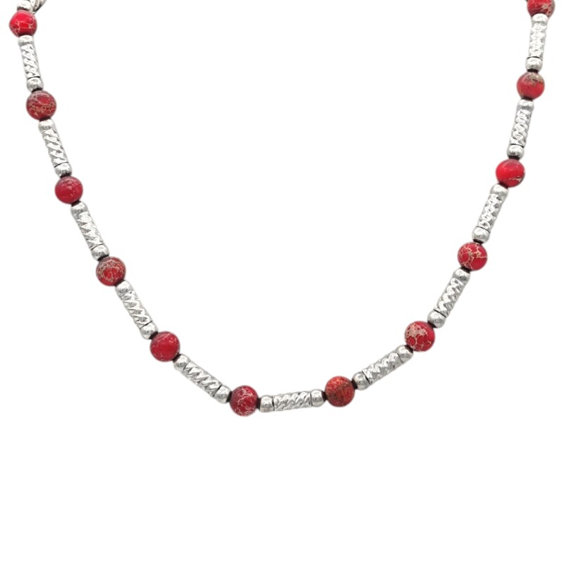 Conjunto cuentas de coral rojo - Plata 925 - Piedra coral rojo - CJ3092 Conpiedra