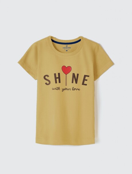 CAMISETA DE NIÑA MANGA CORTA ESTAMPADA AMARILLO