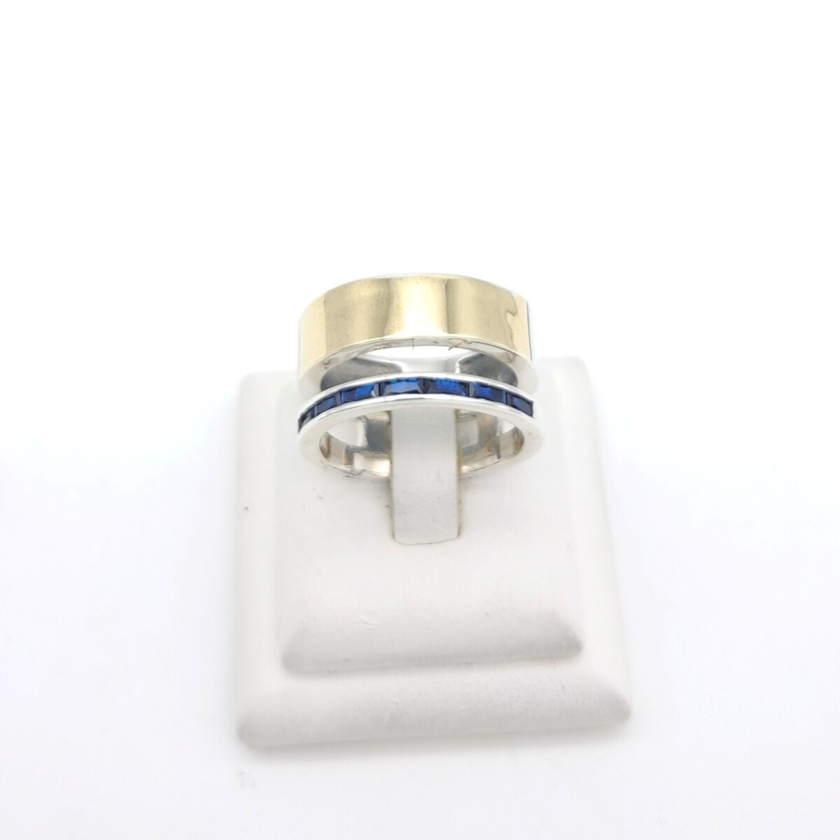 Anillo de plata 925, double en oro 18 ktes y circonias. 