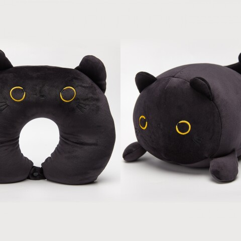 ALMOHADA DE CUELLO Y PELUCHE 2 EN 1 CON FORMA DE U DE PARTÍCULAS (GATO NEGRO) ALMOHADA DE CUELLO Y PELUCHE 2 EN 1 CON FORMA DE U DE PARTÍCULAS (GATO NEGRO)