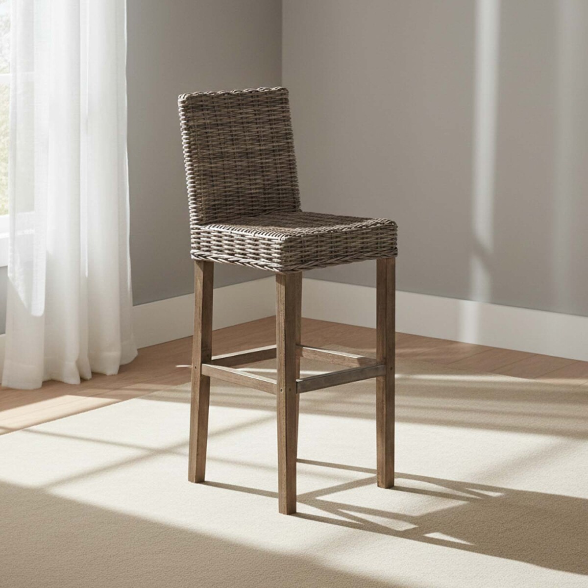 BUTACA TABURETE BAR - RATTAN NATURAL-BEIGE INDAH 