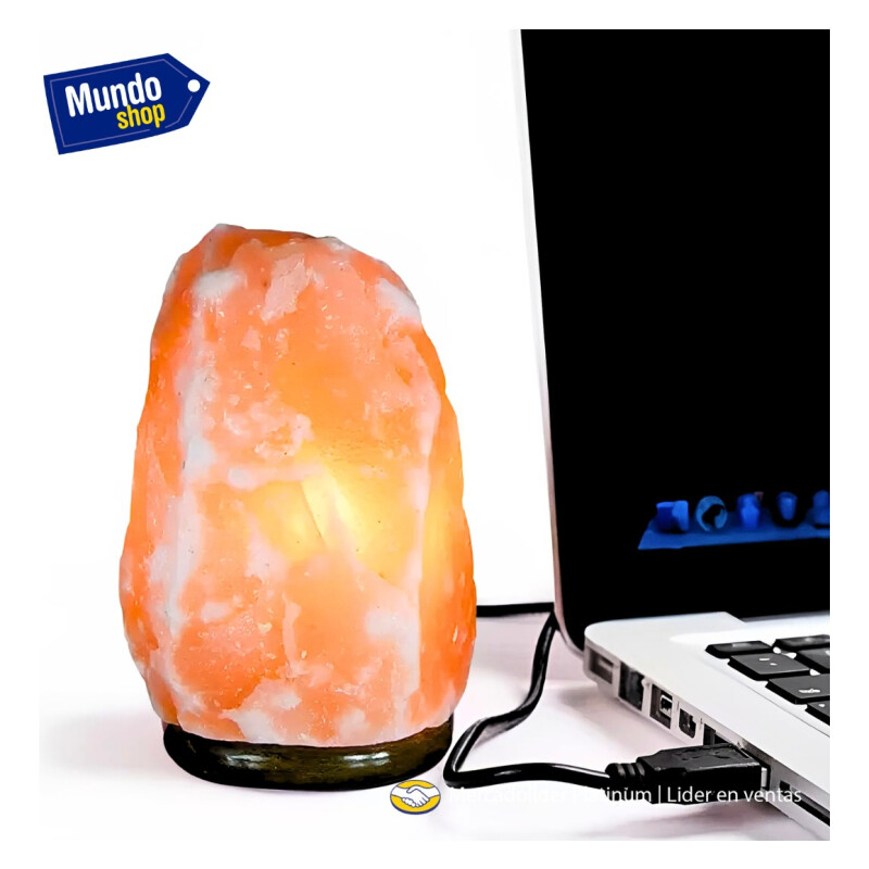 Lampara De Sal Del Himalaya Usb Originales Calidad Practica Naranja