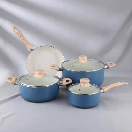 Juego de Batería Antiadherente Cocina 7P c/Tapa Selecta Plus Azul