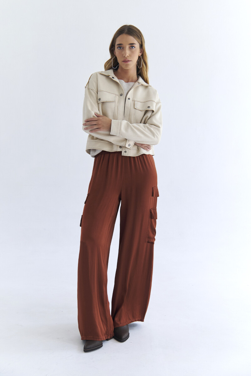 PANTALON CARGO SEDA - BRICK 