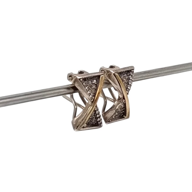 Caravanas Reloj de Arena-Plata y oro-Piedra Zirconia-CA5150 conpiedra