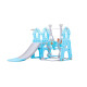 Set Infantil Tobogán 3 En 1 con Hamaca y Aro de Basket Azul/Gris
