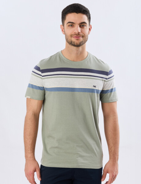 REMERA RAYADA DE ALGODÓN Pistacho