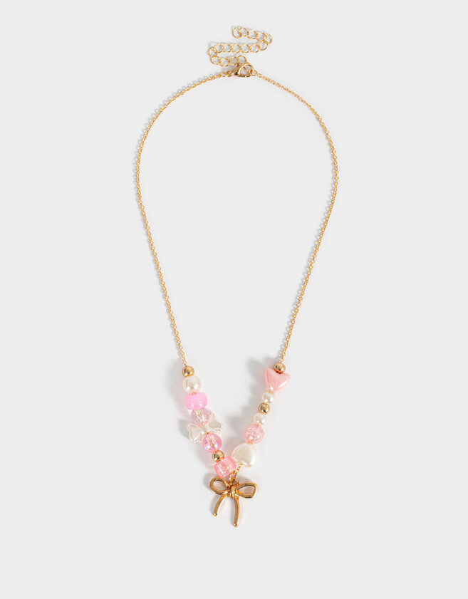 Collares Infantiles Con perlas Collar Infantil Moño Y Perlas - Dorado