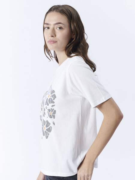 Remera Estampa Flores Blanco