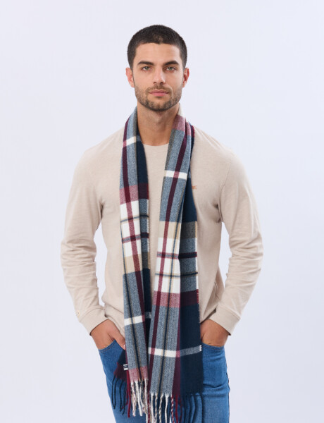 BUFANDA TEJIDA A CUADROS Azul oscuro