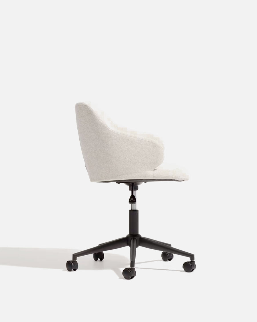 Silla de escritorio Einara chenilla beige y patas de acero negro Silla de escritorio Einara chenilla beige y patas de acero negro