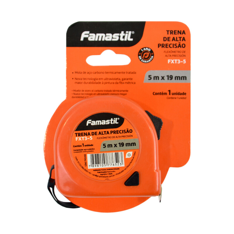 Cinta métrica 5 mts NARANJA
